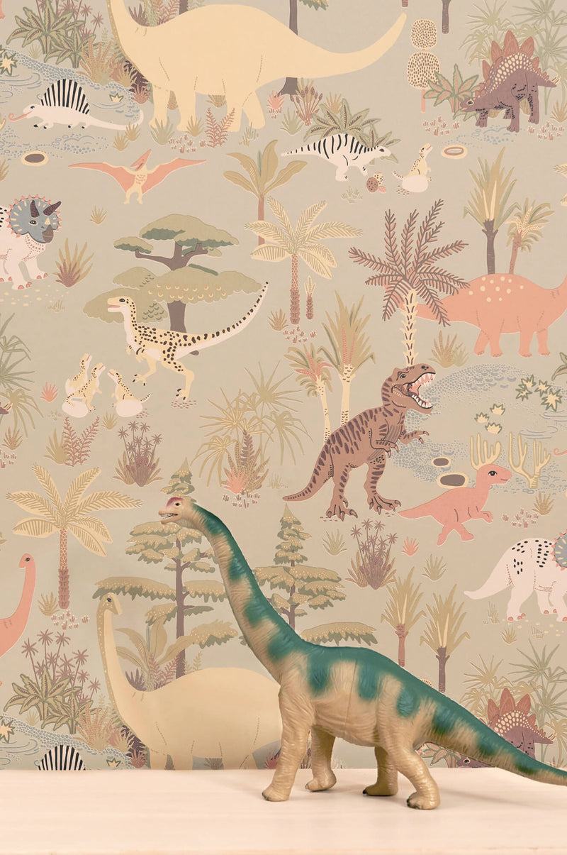 media image for Dinosaur Vibes Wallpaper in Soft Green 266