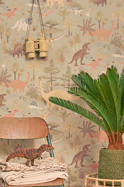 product image for Dinosaur Vibes Wallpaper in Soft Green 25
