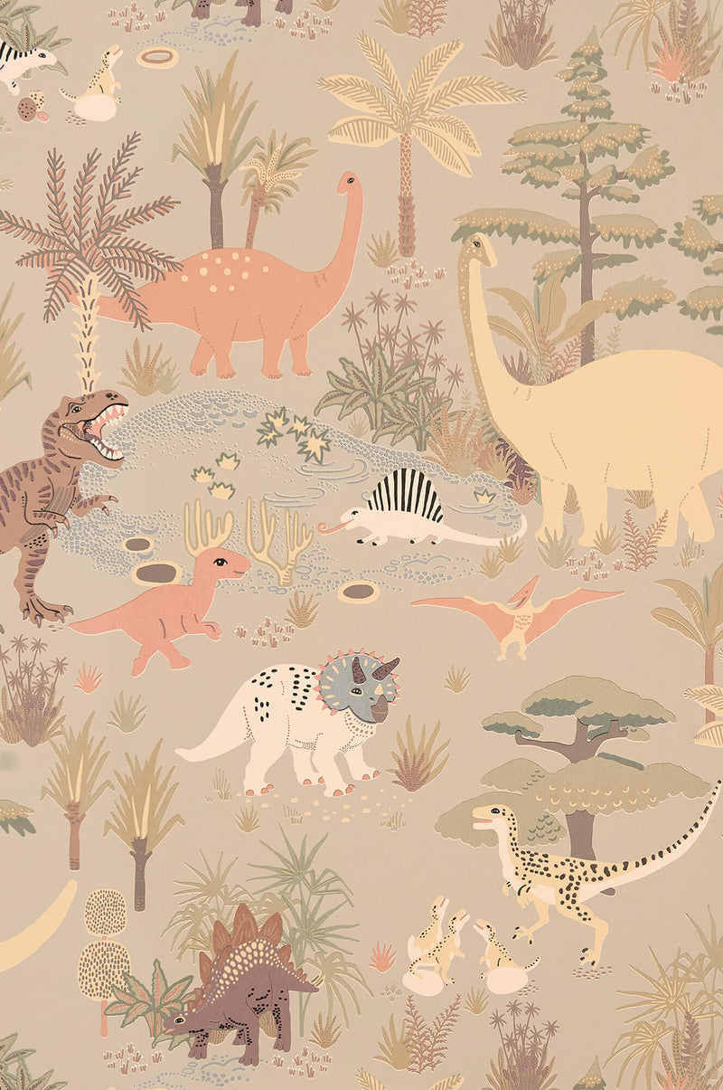 media image for Dinosaur Vibes Wallpaper in Soft Green 24