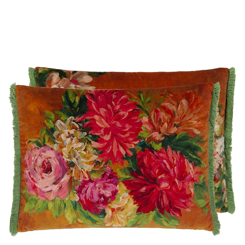 media image for Fleurs D Artistes Velours Terracotta Cushion By Designers Guild Ccdg1462 1 215