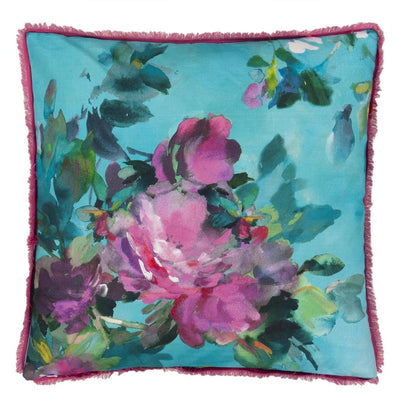 product image for Bouquet De Roses Turquoise Cushion By Designers Guild Ccdg1457 5 95