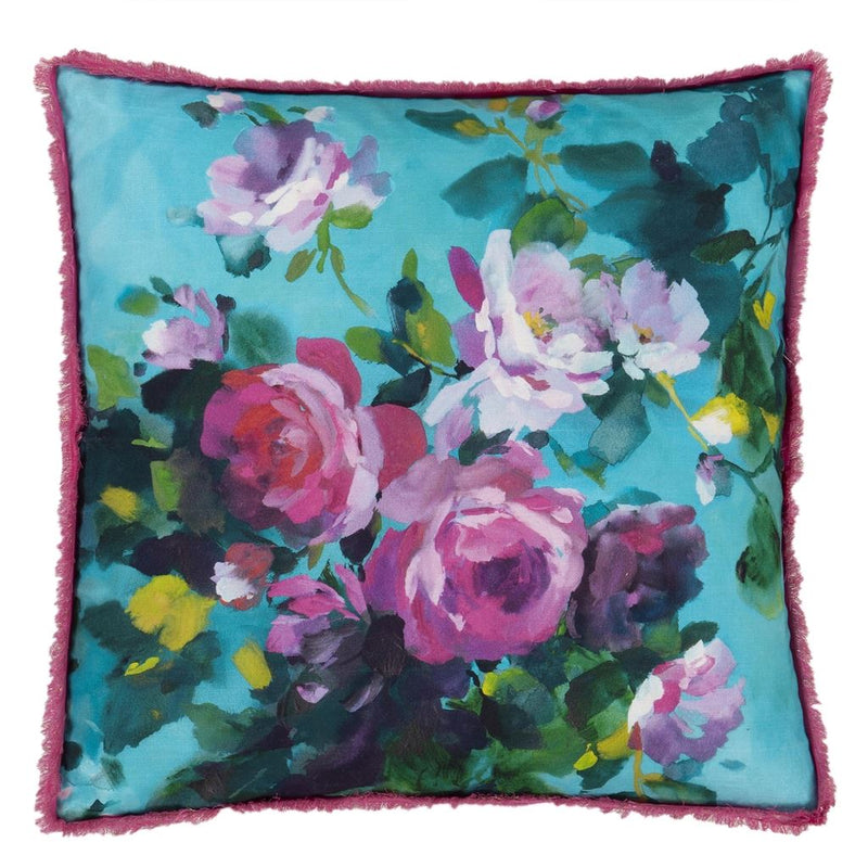 media image for Bouquet De Roses Turquoise Cushion By Designers Guild Ccdg1457 4 265