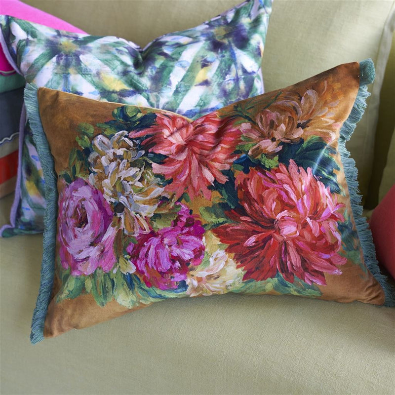 media image for Fleurs D Artistes Velours Terracotta Cushion By Designers Guild Ccdg1462 4 234