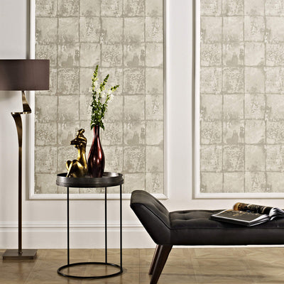 product image for Geometric Abstract Brickette Wallpaper in Snow/Pewter 98