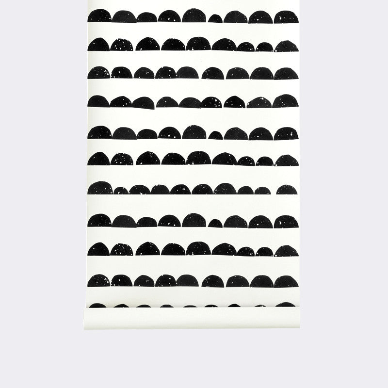 media image for Half Moon Wallpaper in Black and White by Ferm Living 275