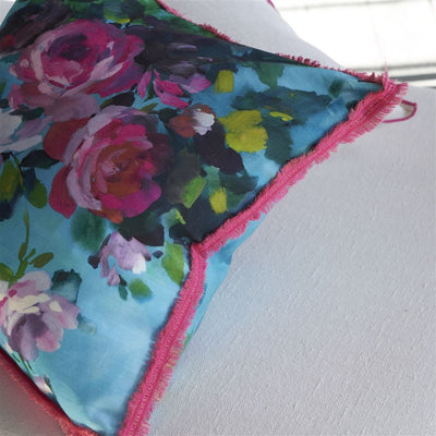 product image for Bouquet De Roses Turquoise Cushion By Designers Guild Ccdg1457 2 19