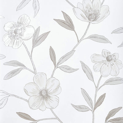 product image of Floral Large Scale Wallpaper in Cream/Taupe 543