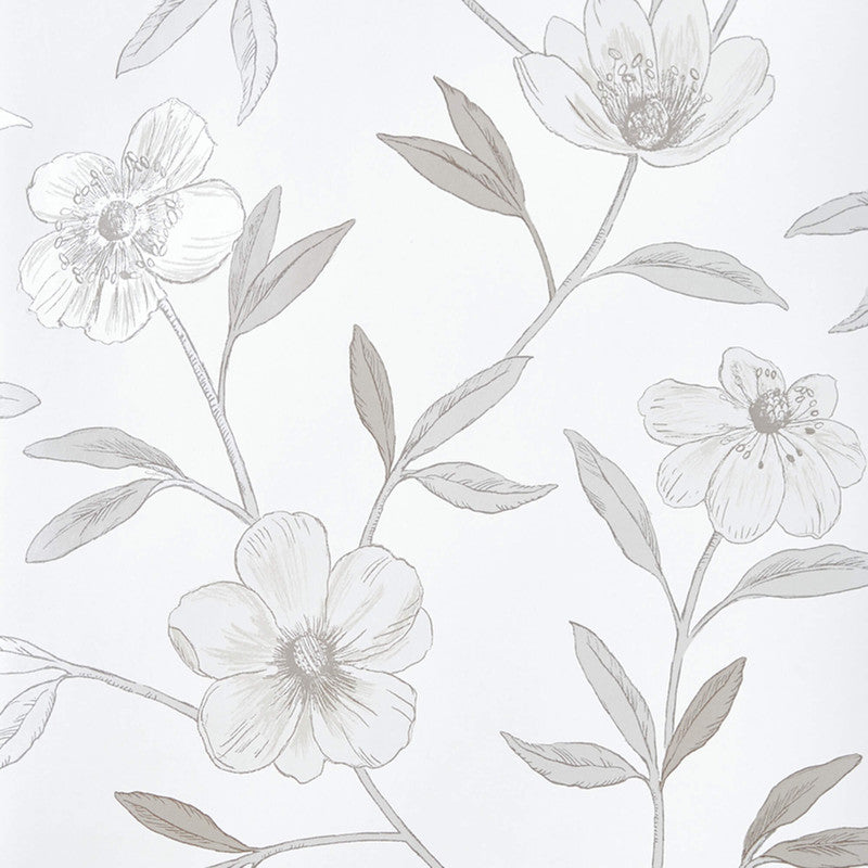 media image for Floral Large Scale Wallpaper in Cream/Taupe 241