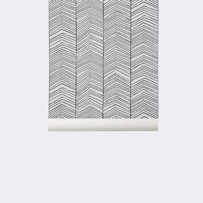 product image for Herringbone Wallpaper in Black and White by Ferm Living 10