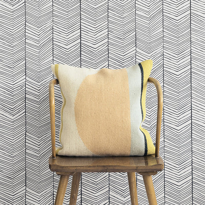 product image for Herringbone Wallpaper in Black and White by Ferm Living 25