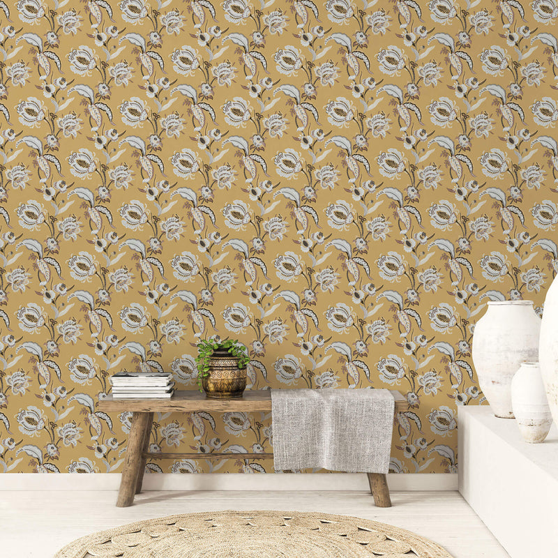 media image for Abstract Floral Yellow Wallpaper from the Into the Wild Collection by Galerie Wallcoverings 271