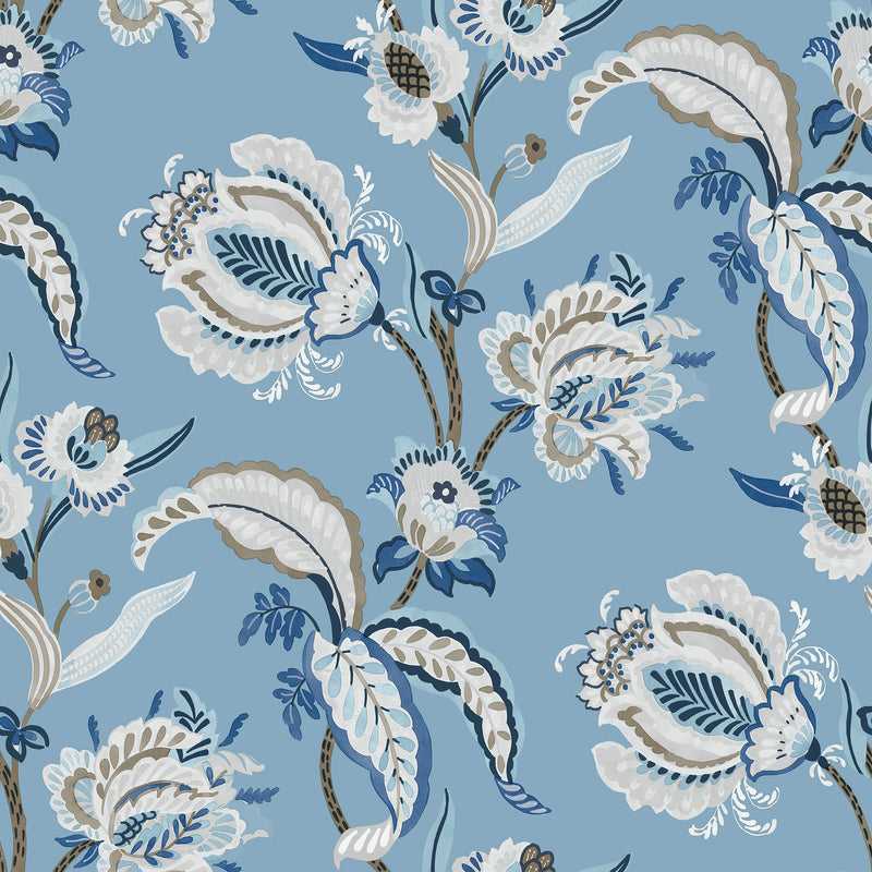 media image for Abstract Floral Blue Wallpaper from the Into the Wild Collection by Galerie Wallcoverings 219