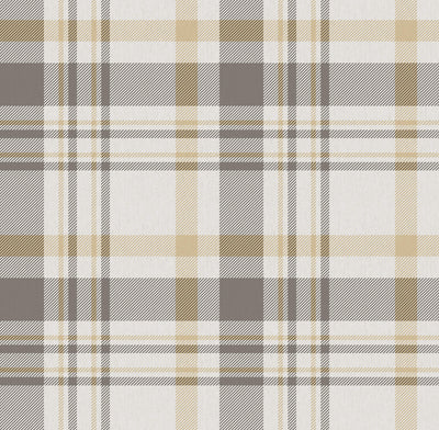 product image of Spring Blossom Plaid Wallpaper in Taupe/Yellow 523