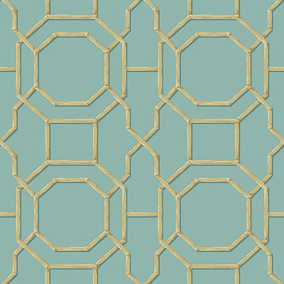 product image of Geometric Traditional Eastern Wallpaper in Gold/Blue 528