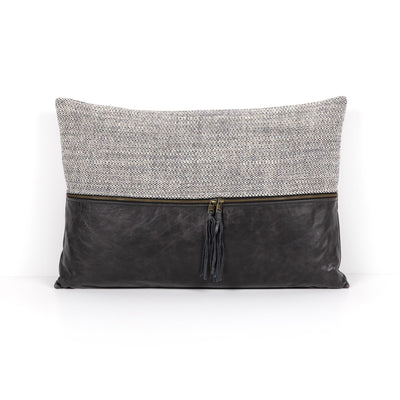 product image of leather linen pillow by bd studio 225798 012 1 50