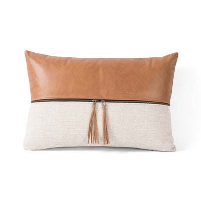 product image of leather linen buttersctch pillow by bd studio 225798 013 1 559