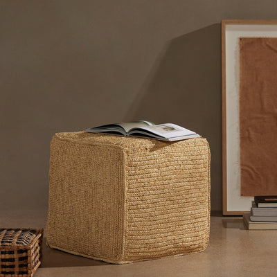 product image for woven palm pouf by bd studio 231445 002 22 85