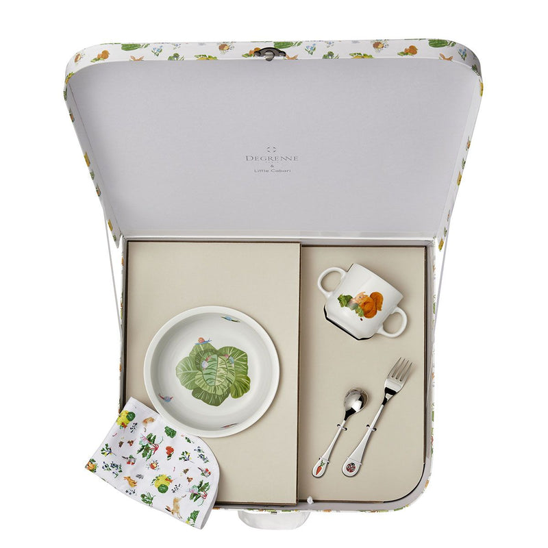 media image for Friends of the Vegetable Garden Suitcase with 5 Piece Tableware Set by Degrenne Paris 234
