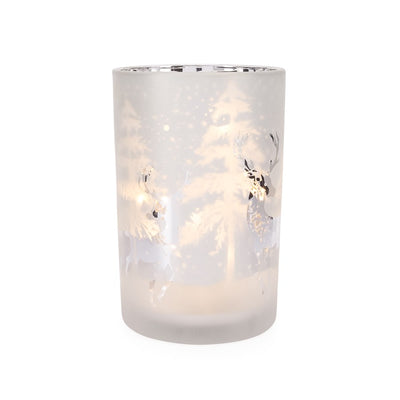 product image for stag etched silver mirror hurricane vase by torre tagus 6 33