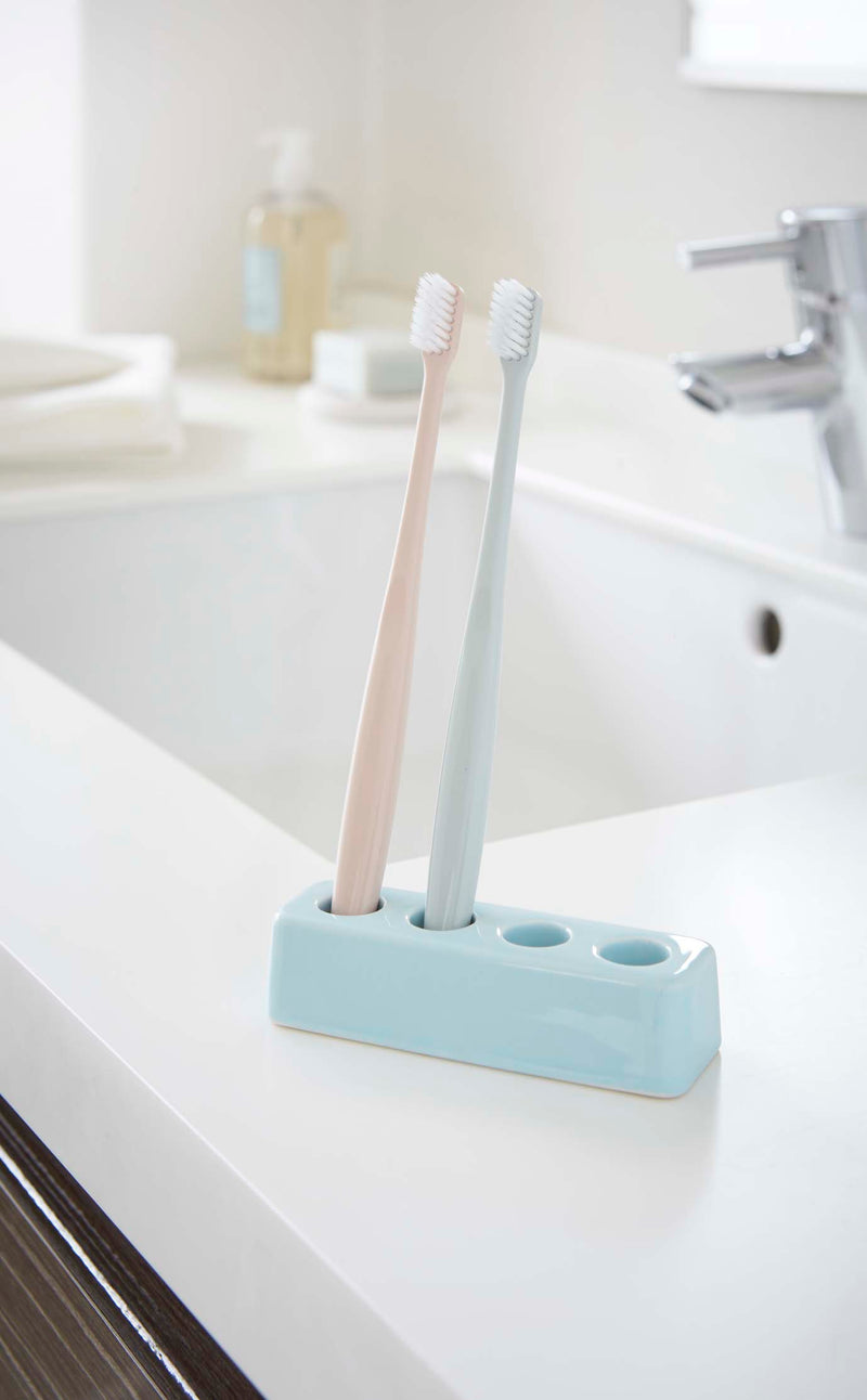 media image for Plain Rectangular Ceramic Toothbrush Stand by Yamazaki 225