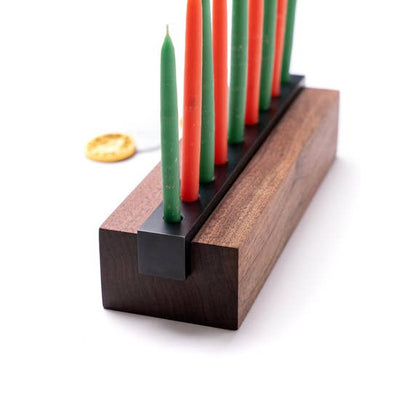 product image for Menorah Modern Wood and Steel in Walnut 77