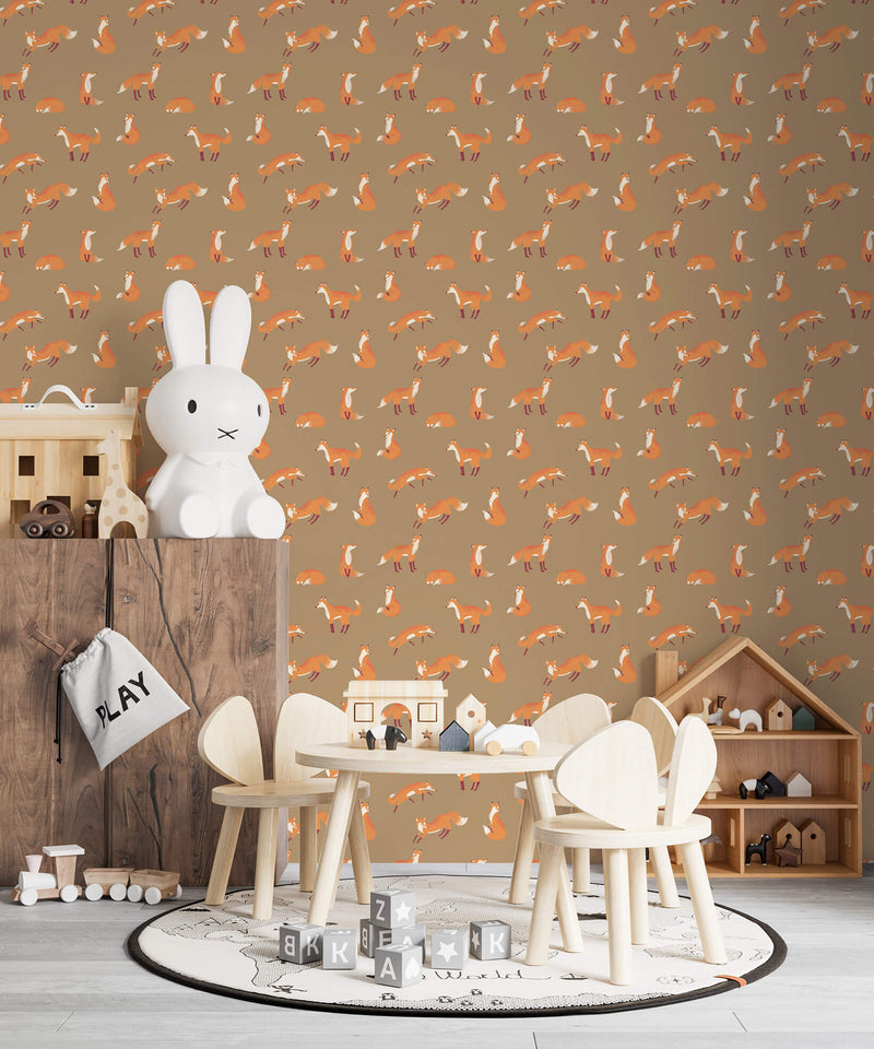 media image for Friendly Foxes Bronze Wallpaper from the Great Kids Collection by Galerie Wallcoverings 275