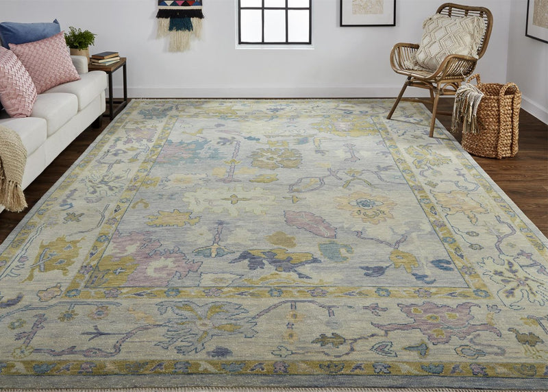 media image for Larson Hand Knotted Gray and Yellow Rug by BD Fine Roomscene Image 1 285