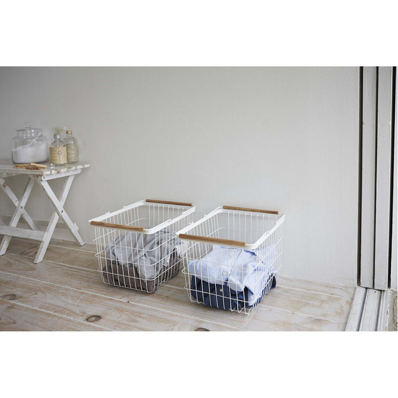 media image for Tosca Wire Laundry Basket - White Steel - Medium by Yamazaki 251