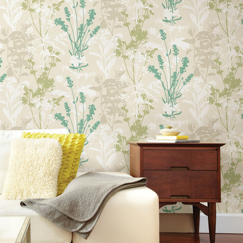 media image for Santa Lucia Green Wild Flowers Wallpaper from the Nature by Advantage Collection by Brewster Home Fashions 249