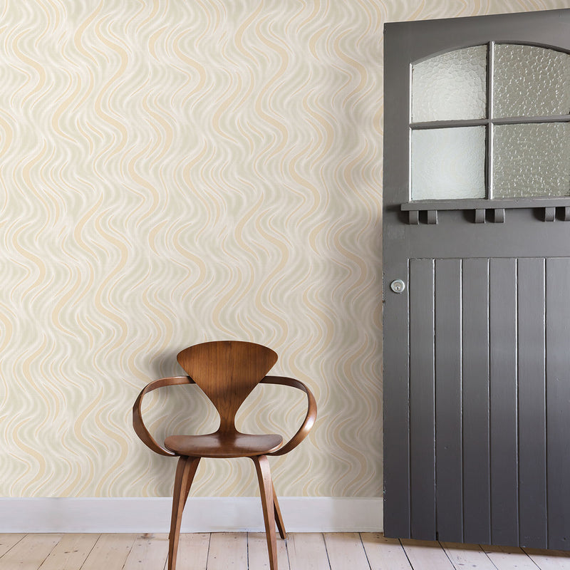 media image for Roxie Gold Wave Wallpaper from the Nature by Advantage Collection by Brewster Home Fashions 21