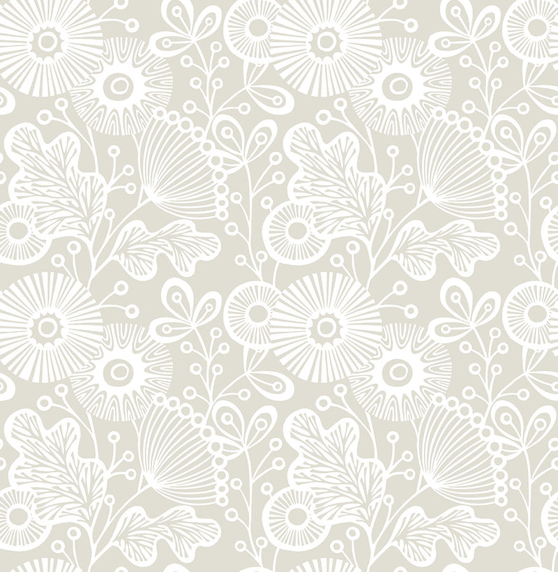 media image for Ana Taupe Floral Wallpaper 224