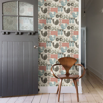 product image for Hennika Coral Patchwork Wallpaper 9