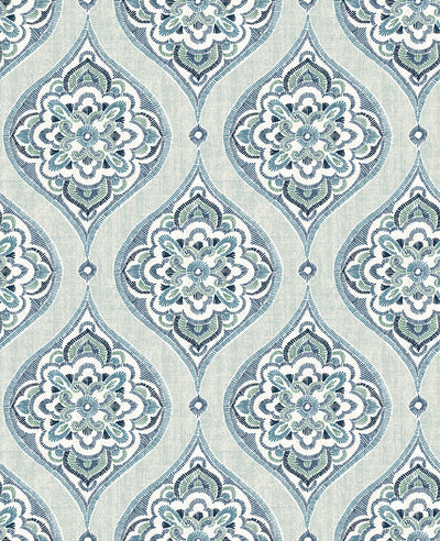 product image of Adele Aqua Damask Wallpaper 558