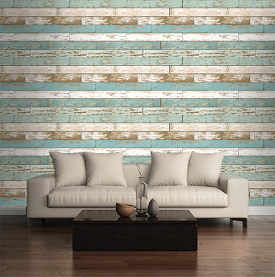 product image for Juda Blue Scrap Wood Wallpaper 58