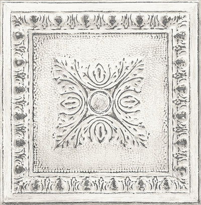 product image for Hazley White Ornamental Tin Tile Wallpaper 6