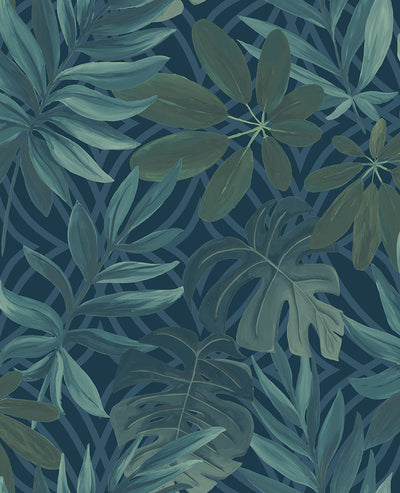 product image of Nocturnum Dark Blue Leaves Wallpaper 533