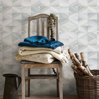 product image for Stratum Light Blue Geometric Faux Wood Wallpaper 12