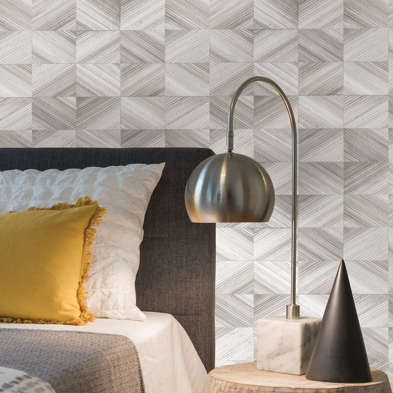 media image for Stratum Grey Geometric Faux Wood Wallpaper 285