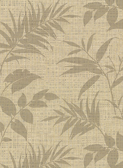 product image of Chandler Khaki Botanical Faux Grasscloth Wallpaper from the Main Street Collection by Brewster 551