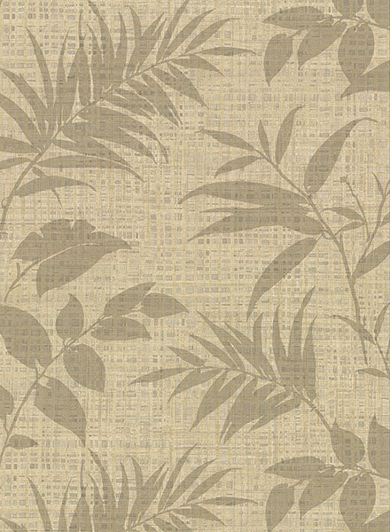 media image for Chandler Khaki Botanical Faux Grasscloth Wallpaper from the Main Street Collection by Brewster 284