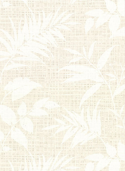 product image of Chandler White Botanical Faux Grasscloth Wallpaper from the Main Street Collection by Brewster 537
