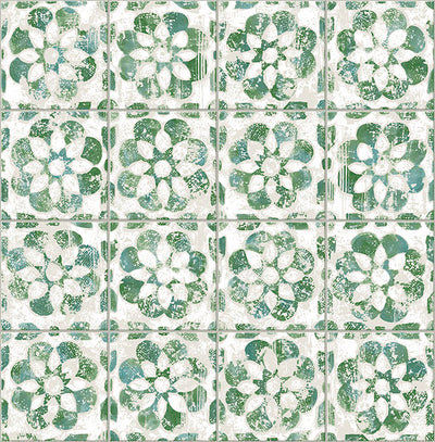 product image for Izeda Green Floral Tile Wallpaper 85
