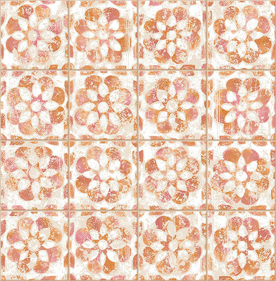 product image for Izeda Coral Floral Tile Wallpaper 51