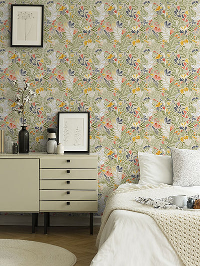 product image for Brittsommar Green Woodland Floral Wallpaper 93