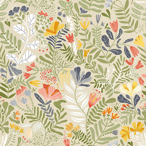 media image for Brittsommar Green Woodland Floral Wallpaper 219