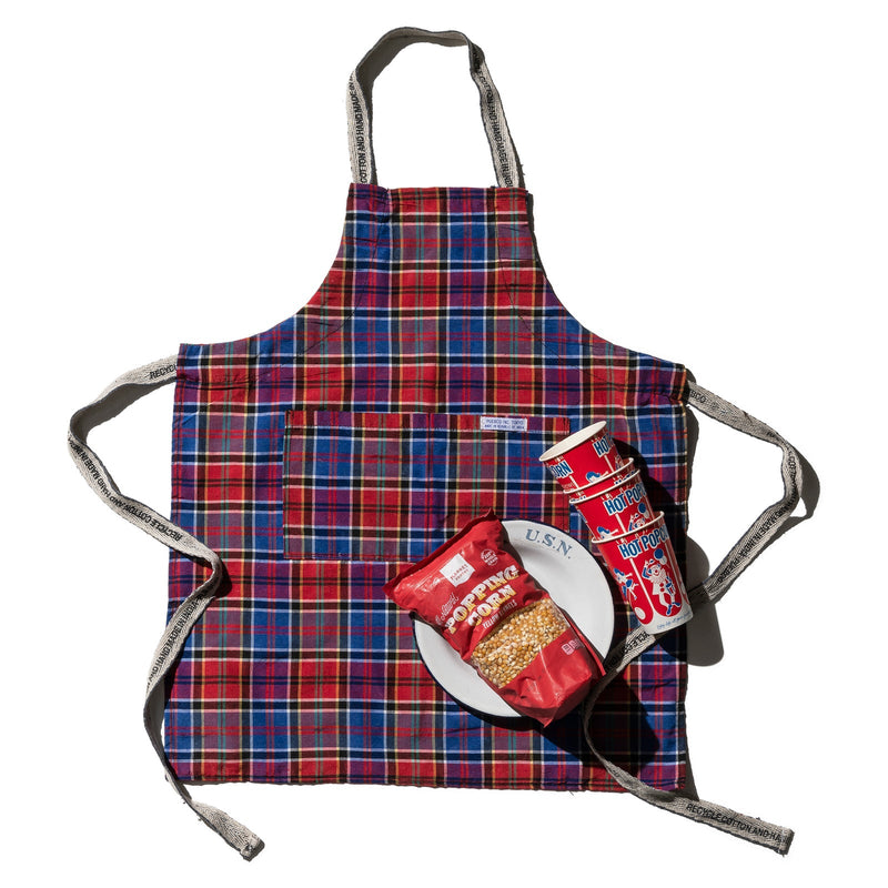 media image for Recycle Cotton Check Apron / Red X Blue By Puebco 303116 1 277