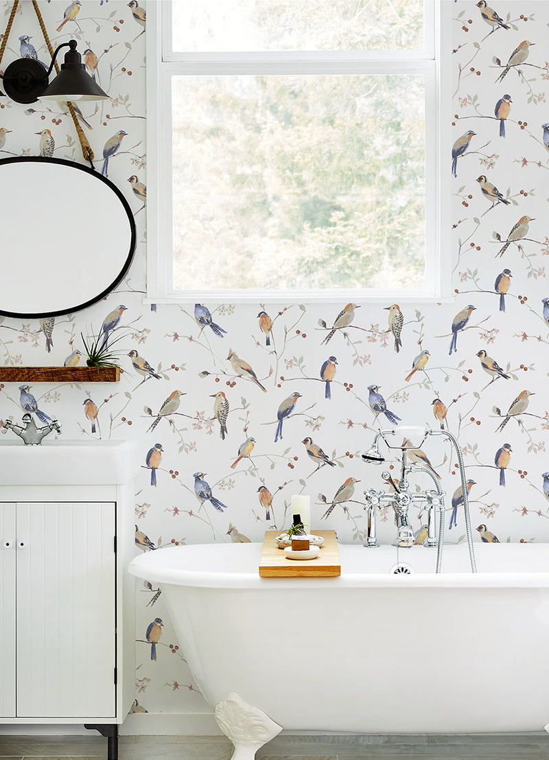 media image for Birdsong Orange Trail Wallpaper from the Thoreau Collection by Brewster 290
