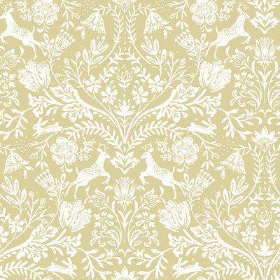 product image of Forest Dance Honey Damask Wallpaper from the Thoreau Collection by Brewster 595