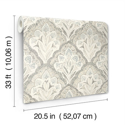 product image for Mimir Grey Quilted Damask Wallpaper 64