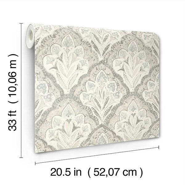 media image for Mimir Grey Quilted Damask Wallpaper 272